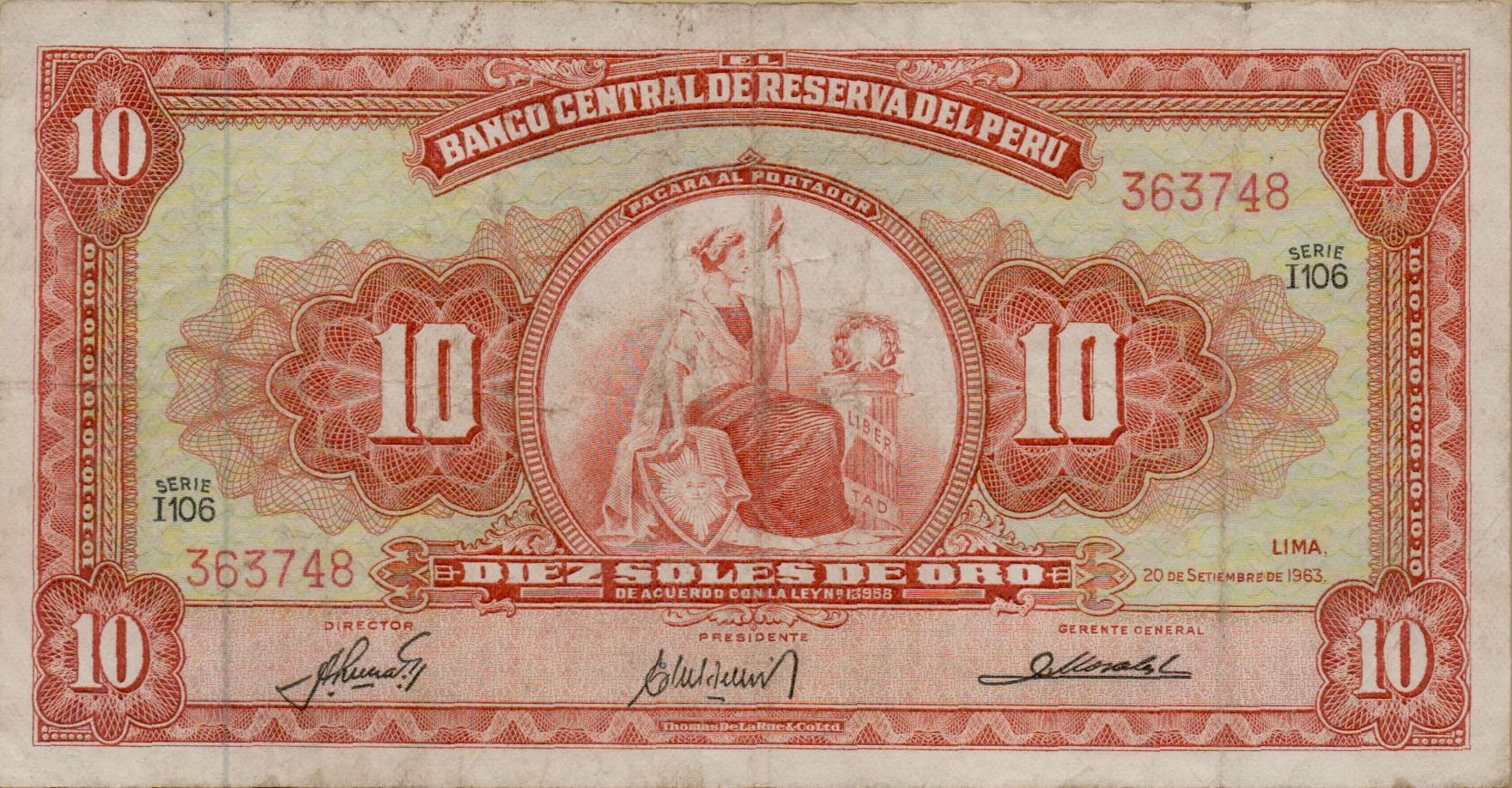 Peru 10 1963 UNC P-84/b